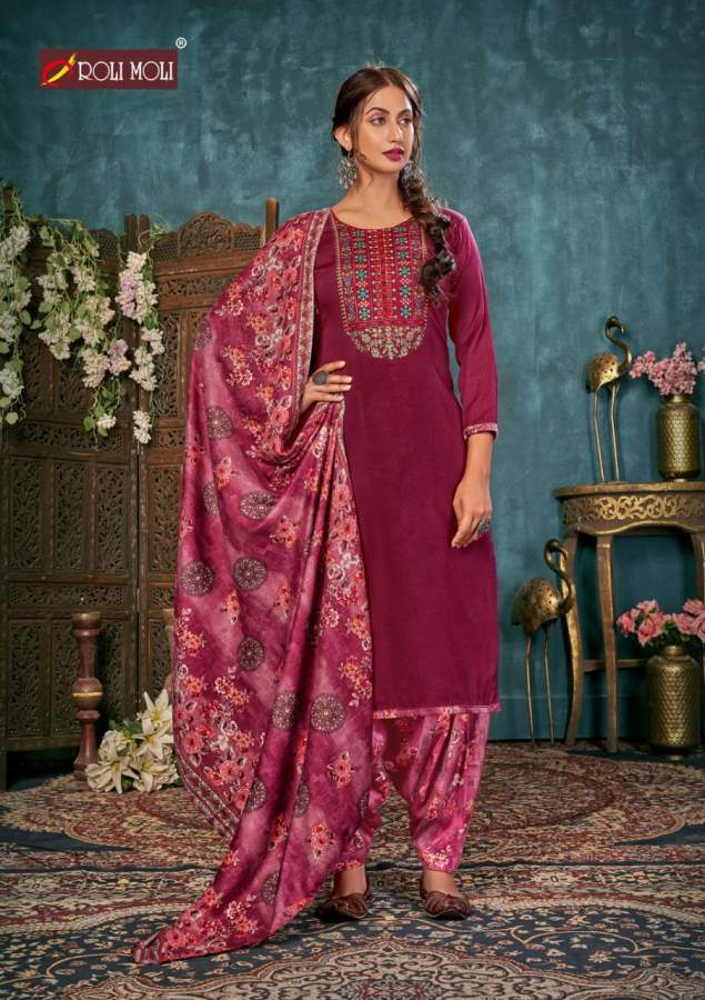 Roli Moli Vaidehi Latest Regular Wear Patiyala Pashmina Dress Material Collection
